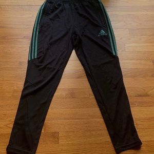 Men’s Black and Green Adidas Track Pants